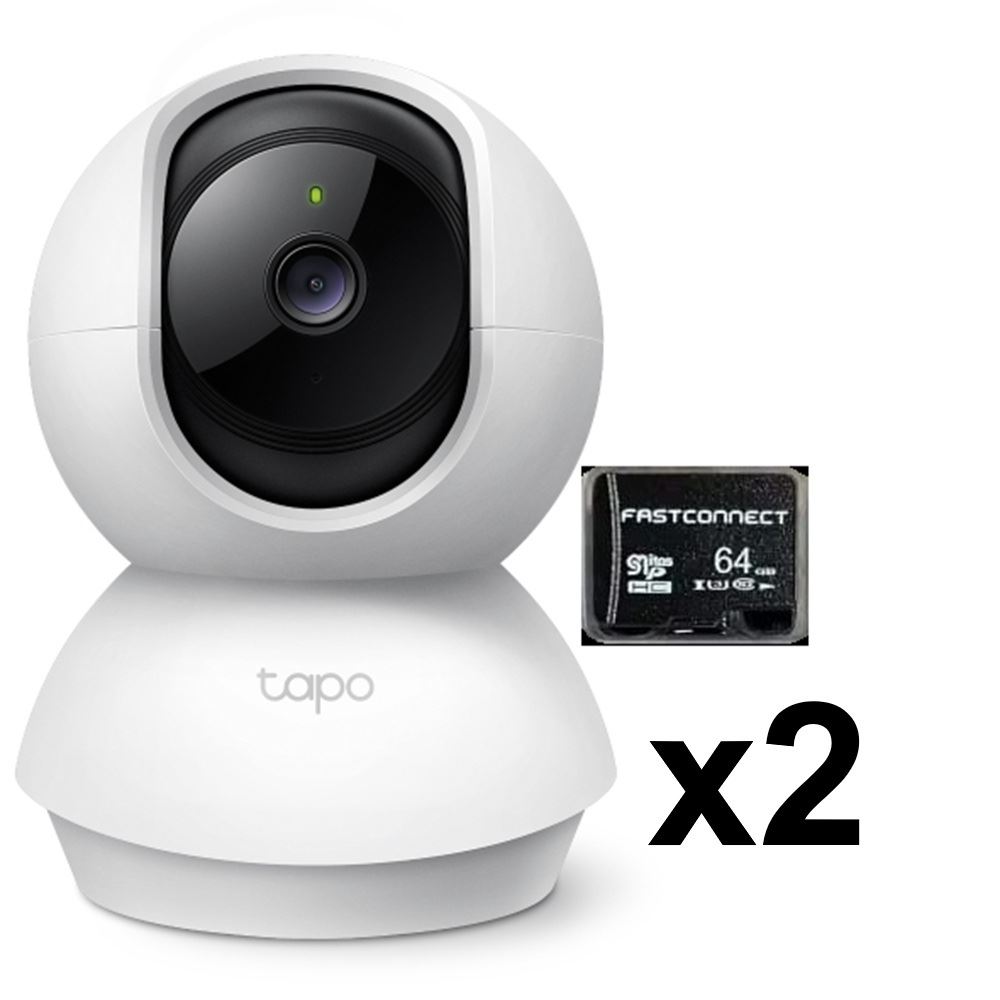 KIT DE 2 CÁMARAS DE VIDEOVIGILANCIA INTELIGENTE TP-LINK TAPO C210 + MICROSD 64 GB